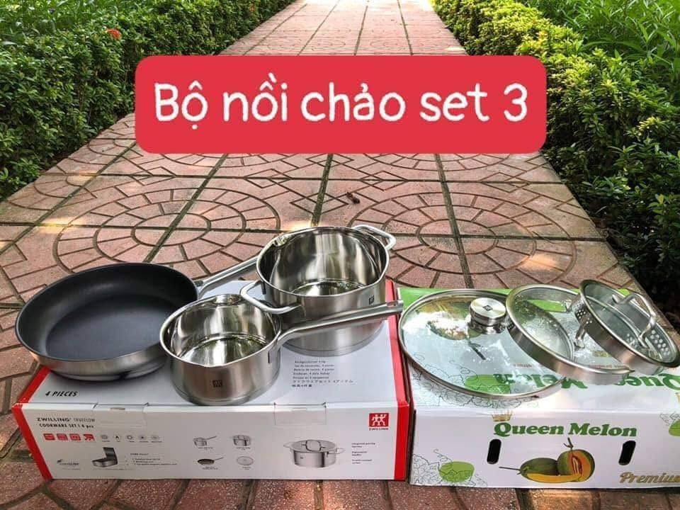 Bộ nồi chảo Set 3 Zwilling TrueFlow màu trắng inox